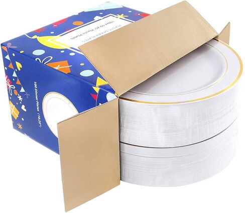 bUCLA 100PCS White Plastic Plates-10.25inch Disposable Dinner Plates-Premium Party&Wedding Plates in Saudi Arabia