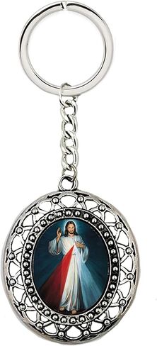Needzo Divine Mercy Icon Key Chain, Catholic Icon Key Chain Religious Favors and Gift Ideas 4 1/4 Inch in Saudi Arabia