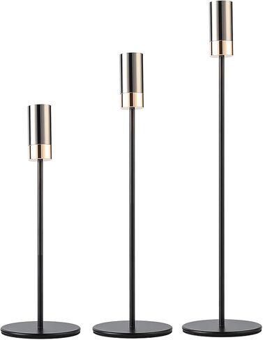 Enjinkail Black Candlestick Holders for taper candles Set of 3, Gold Candle Holder Centerpieces for Tables, Candle Sticks Holder Decor for Wedding, Dining, Party, Anniversary, Fits 3/4 inch Candle in Kuwait