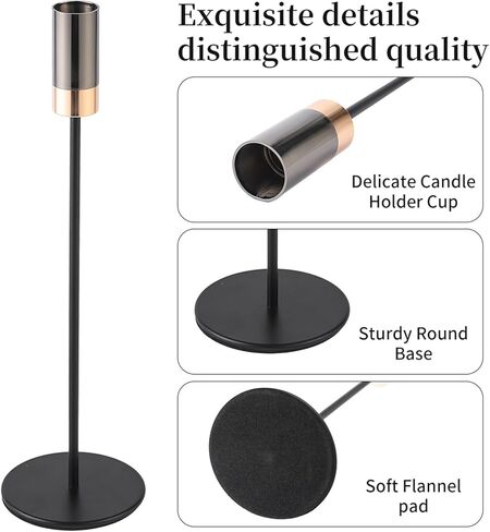 Enjinkail Black Candlestick Holders for taper candles Set of 3, Gold Candle Holder Centerpieces for Tables, Candle Sticks Holder Decor for Wedding, Dining, Party, Anniversary, Fits 3/4 inch Candle in Kuwait
