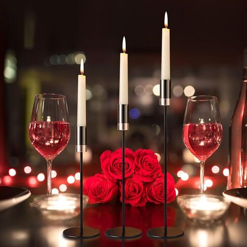 Enjinkail Black Candlestick Holders for taper candles Set of 3, Gold Candle Holder Centerpieces for Tables, Candle Sticks Holder Decor for Wedding, Dining, Party, Anniversary, Fits 3/4 inch Candle in Kuwait