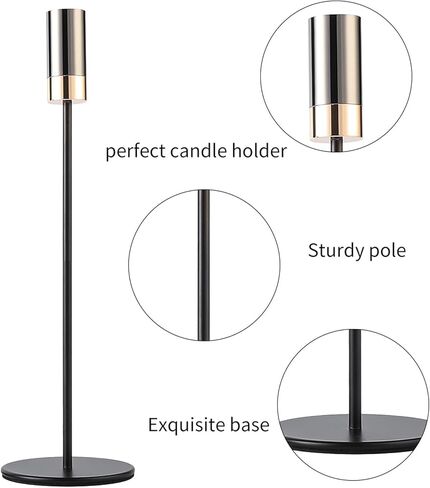 Enjinkail Black Candlestick Holders for taper candles Set of 3, Gold Candle Holder Centerpieces for Tables, Candle Sticks Holder Decor for Wedding, Dining, Party, Anniversary, Fits 3/4 inch Candle in Kuwait