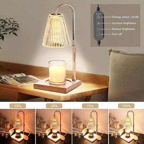 Candle Warmer Lamp with Timer - Electric Candle Warmer for Jar Candles - Adjustable Height & Dimmable Light Candle Lamp Warmer with 2 Bulbs - House Warming Gifts, New Home Bedroom Décor in Saudi Arabia