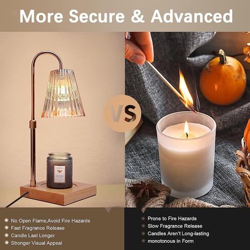 Candle Warmer Lamp with Timer - Electric Candle Warmer for Jar Candles - Adjustable Height & Dimmable Light Candle Lamp Warmer with 2 Bulbs - House Warming Gifts, New Home Bedroom Décor in Saudi Arabia