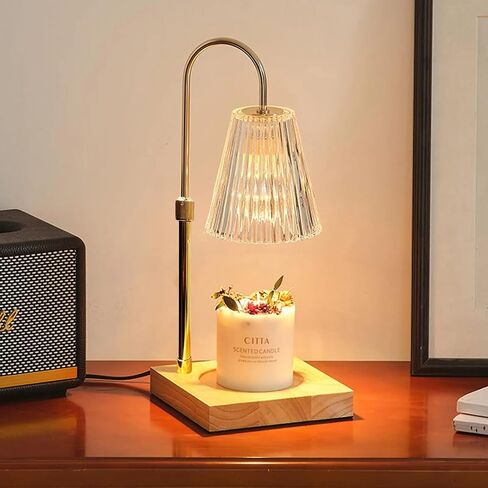 Candle Warmer Lamp with Timer - Electric Candle Warmer for Jar Candles - Adjustable Height & Dimmable Light Candle Lamp Warmer with 2 Bulbs - House Warming Gifts, New Home Bedroom Décor in Saudi Arabia