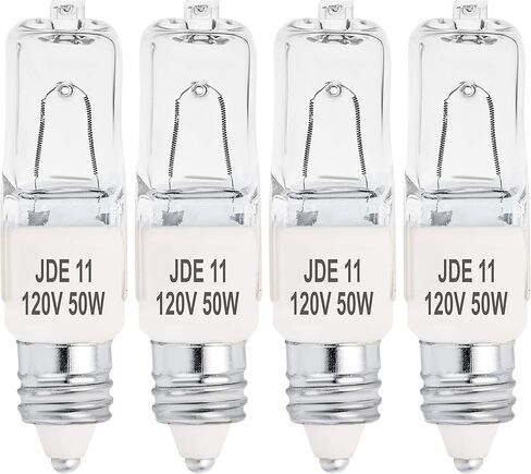 4-حزمة JDE11 120V 50W هالوجين JDE11 50W لمبة بيضاء دافئة 50 وات T4 E11 لمبة JDE 11 T4 50W للثريات والمعلقات ومصابيح الطاولة وإضاءة الخزانة ومصباح الشمعدانات الصغيرة T4، من BluexBulbs in Kuwait