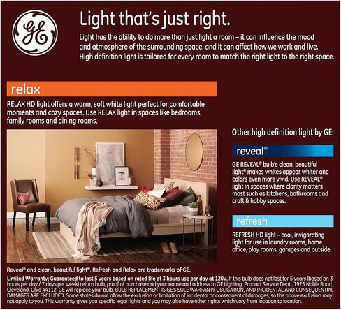 GE Lighting Relax LED Indoor Floodlight Bulb, 8 Watts (65 Watt Equivalent) Soft White HD Light, Medium Base, Dimmable (4 Pack) in Saudi Arabia