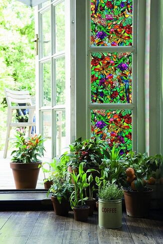 d-c-fix 346-0647-3PKA فيلم نافذة زجاجي ذاتي اللصق للخصوصية، Spring Chapel/Tulia، لفة 17 بوصة × 78 بوصة، 3 عبوات مع أداة توزيع المكياج in Kuwait