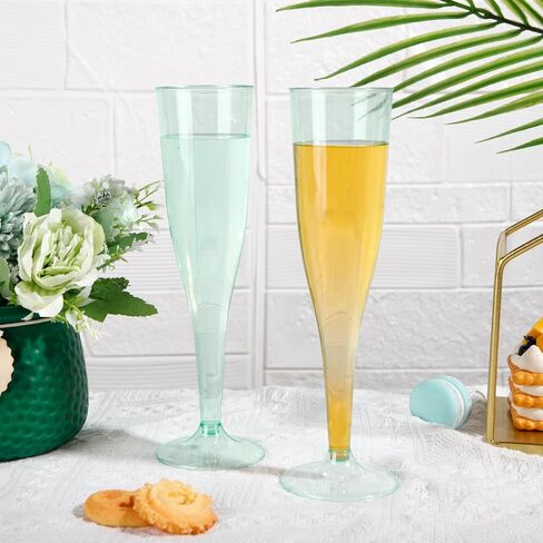 WDF 36 Pack Clear Blue Plastic Champagne Flutes - 7OZ Blue Champagne Flutes Plastic, Champagne Glasses Disposable for Party & Wedding in Saudi Arabia
