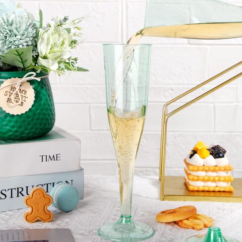 WDF 36 Pack Clear Blue Plastic Champagne Flutes - 7OZ Blue Champagne Flutes Plastic, Champagne Glasses Disposable for Party & Wedding in Saudi Arabia