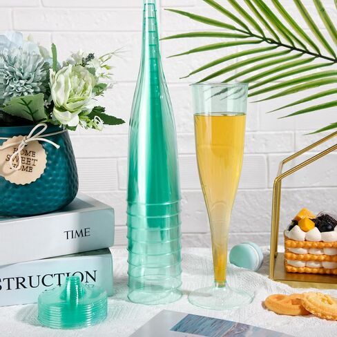 WDF 36 Pack Clear Blue Plastic Champagne Flutes - 7OZ Blue Champagne Flutes Plastic, Champagne Glasses Disposable for Party & Wedding in Saudi Arabia