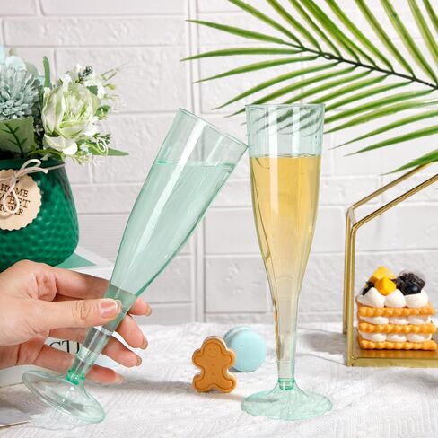 WDF 36 Pack Clear Blue Plastic Champagne Flutes - 7OZ Blue Champagne Flutes Plastic, Champagne Glasses Disposable for Party & Wedding in Saudi Arabia