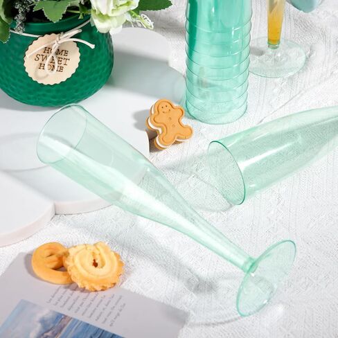 WDF 36 Pack Clear Blue Plastic Champagne Flutes - 7OZ Blue Champagne Flutes Plastic, Champagne Glasses Disposable for Party & Wedding in Saudi Arabia