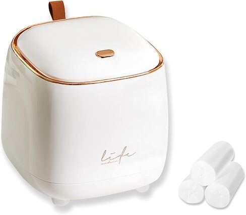 Mini Countertop Trash Can with 3 Rolls of Trash Bags, Waste Can with Press Type Lid, Desktop Trash Can Applicable for Bathroom Vanity,coffee Table,offices,waste Basket (White) in Saudi Arabia
