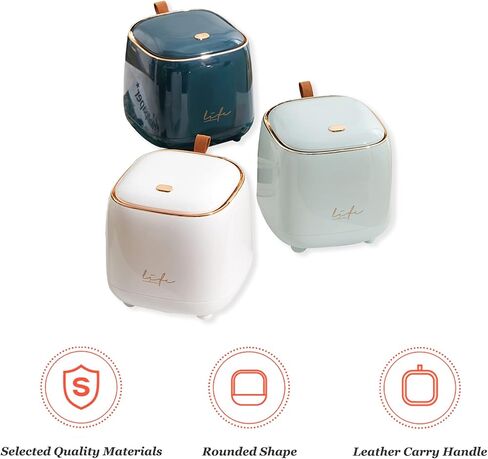 Mini Countertop Trash Can with 3 Rolls of Trash Bags, Waste Can with Press Type Lid, Desktop Trash Can Applicable for Bathroom Vanity,coffee Table,offices,waste Basket (White) in Saudi Arabia