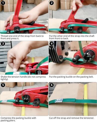 QWORK Heavy Duty Strapping Tensioner Set, 1 Pc Manual Cord Strapping Tensioner + 50 Pcs 3/4" Metal Wire Buckle, Cutter Banding Tensioner Tool for 1/2" - 3/4" Width Polyester Polyproplyn Strap in Saudi Arabia