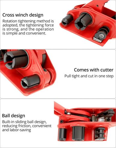 QWORK Heavy Duty Strapping Tensioner Set, 1 Pc Manual Cord Strapping Tensioner + 50 Pcs 3/4" Metal Wire Buckle, Cutter Banding Tensioner Tool for 1/2" - 3/4" Width Polyester Polyproplyn Strap in Saudi Arabia