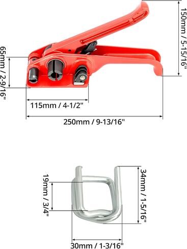 QWORK Heavy Duty Strapping Tensioner Set, 1 Pc Manual Cord Strapping Tensioner + 50 Pcs 3/4" Metal Wire Buckle, Cutter Banding Tensioner Tool for 1/2" - 3/4" Width Polyester Polyproplyn Strap in Saudi Arabia