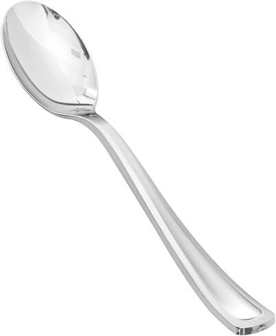 50 عبوة من ملاعق بلاستيكية ذهبية مقاس 6.9 بوصة، أدوات فضية بلاستيكية شديدة التحمل، ملاعق ذهبية ثقيلة الوزن للاستعمال مرة واحدة، أواني تقديم للاستعمال مرة واحدة لتقديم الطعام والحفلات وحفلات العشاء وحفلات الزفاف in Kuwait