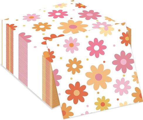 60 PCS Daisy Paper Napkins Groovy Daisy Boho Dinner Napkins Disposable Daisy Flower Decorative Party Napkin for Baby Shower Birthday Wedding Seasonal Holiday Party Supplies in Saudi Arabia