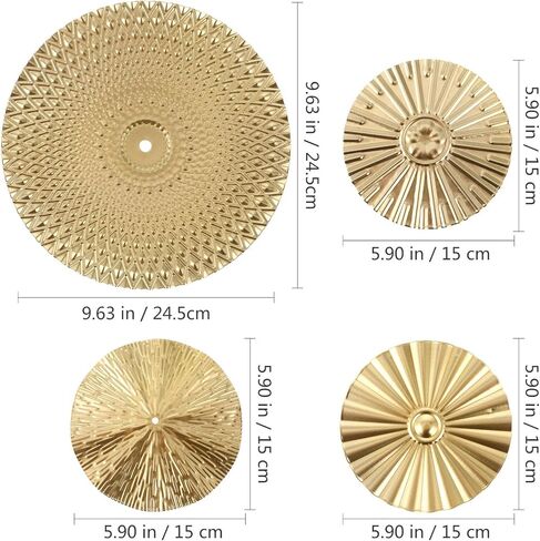 Garneck 4pcs Wrought Iron Wall Decoration Gold Wedding Decor Vintage Decor for Home Metal Signs Decor Gold House Decor Plate Wall Sculpture Metal Plates Wall Decor Wall Art Wall Disc Art in Saudi Arabia