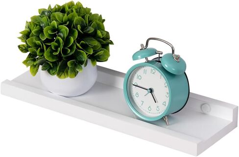 Floating Shelf for Wall, White Solid Oak Wood Picture Ledge Shelf 16inch Wall Shelf with Lip Display Shelf for Wall Decor Living Room Bedroom Kitchen in Saudi Arabia