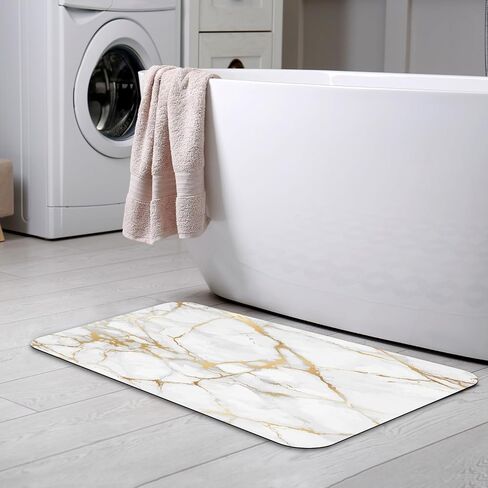 Mrcrypos Blue Marble Bath Mat, Thin Bathroom Rug, Non Slip, Quick Drying, Absorbent, 16x24 inch in Saudi Arabia