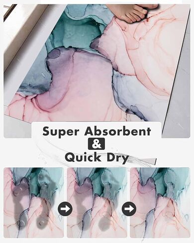 Mrcrypos Blue Marble Bath Mat, Thin Bathroom Rug, Non Slip, Quick Drying, Absorbent, 16x24 inch in Kuwait