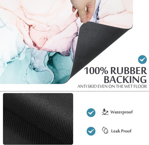 Mrcrypos Blue Marble Bath Mat, Thin Bathroom Rug, Non Slip, Quick Drying, Absorbent, 16x24 inch in Kuwait