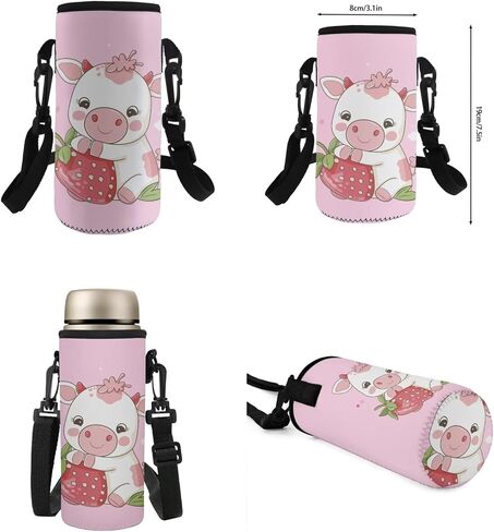 Cute Cow Kids Backpack Set 4Pcs with Lunch Box Insulated Water Bottle and Water Bottle Case Cover with Padded Strap 18oz Water Bottle Elementary Middle School Kids Backpack in Saudi Arabia
