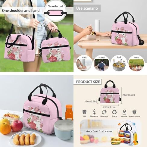 Cute Cow Kids Backpack Set 4Pcs with Lunch Box Insulated Water Bottle and Water Bottle Case Cover with Padded Strap 18oz Water Bottle Elementary Middle School Kids Backpack in Saudi Arabia