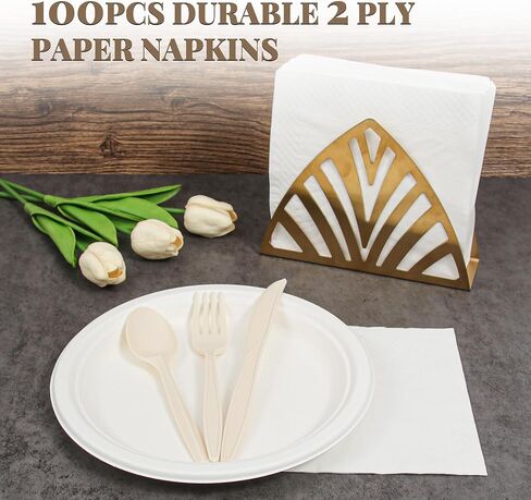 Disposable Napkins - 100 Count Napkins - 13"x13", 2-Ply Dinner Napkins - Soft, Absorbent for Kitchen, Party-Brown in Saudi Arabia