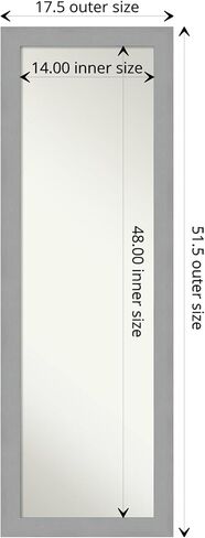 مرآة حائط للباب من أمانتي آرت، مرآة كاملة الطول (51.5 × 17.5 بوصة)، مرآة لكامل الجسم من النيكل المصقول ومرآة على الباب مرآة كاملة الطول لغرفة النوم أو ديكور غرفة المعيشة، مرآة ألوان الإطار، in Kuwait