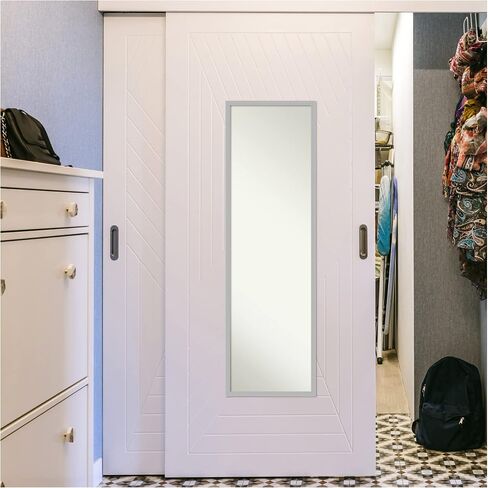 Amanti Art Door Wall Mirror, Full Length Mirror (51.5 x 17.5 in.), Brushed Nickel Full Body Mirror and On The Door Mirror Full Length Mirror for Bedroom or Living Room Decor, frameColors Mirror, in Saudi Arabia