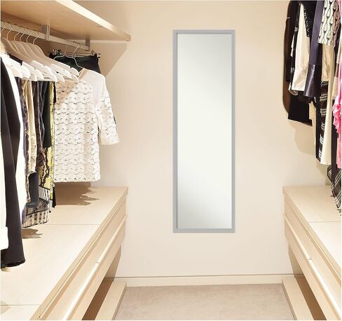 Amanti Art Door Wall Mirror, Full Length Mirror (51.5 x 17.5 in.), Brushed Nickel Full Body Mirror and On The Door Mirror Full Length Mirror for Bedroom or Living Room Decor, frameColors Mirror, in Saudi Arabia