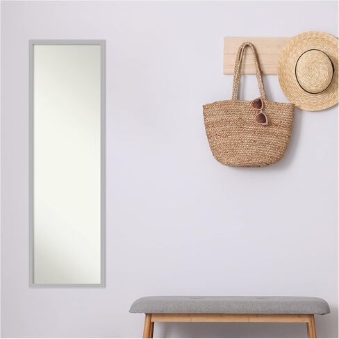 Amanti Art Door Wall Mirror, Full Length Mirror (51.5 x 17.5 in.), Brushed Nickel Full Body Mirror and On The Door Mirror Full Length Mirror for Bedroom or Living Room Decor, frameColors Mirror, in Saudi Arabia