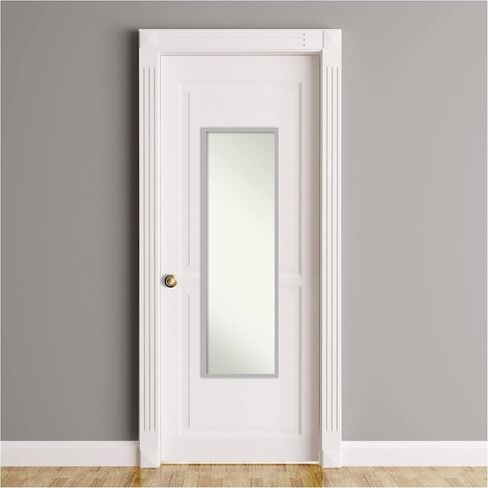 Amanti Art Door Wall Mirror, Full Length Mirror (51.5 x 17.5 in.), Brushed Nickel Full Body Mirror and On The Door Mirror Full Length Mirror for Bedroom or Living Room Decor, frameColors Mirror, in Saudi Arabia