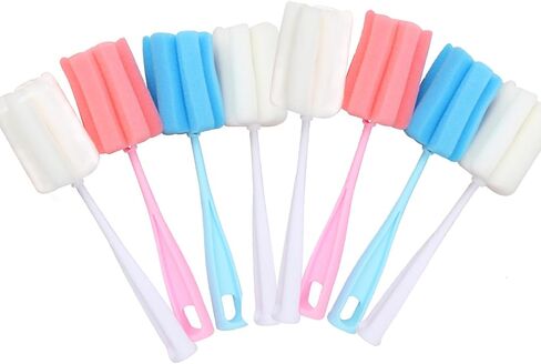 Bottle Brush Sponge 4PCS Cup Washer Brush Long Handle Cleaner Brush for Baby Bottle Glasswares Mugs Cups Kitchen Clean (4 PCS) in Saudi Arabia