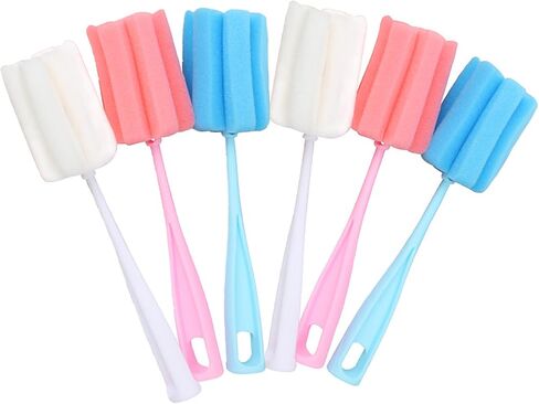 Bottle Brush Sponge 4PCS Cup Washer Brush Long Handle Cleaner Brush for Baby Bottle Glasswares Mugs Cups Kitchen Clean (4 PCS) in Saudi Arabia