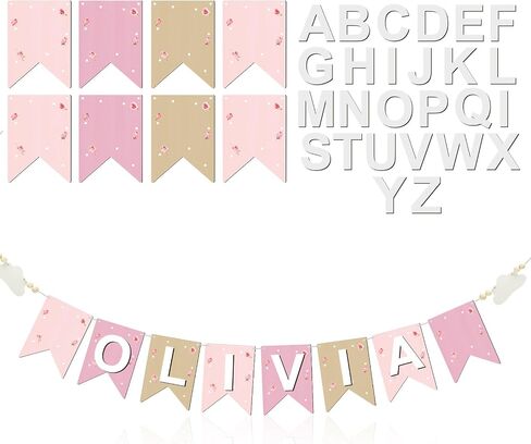 Custom Wooden Name Bunting Baby Name Banner Nursery Decor Nombres Personalizados Para Decorar Name Sign for Nursery Baby Shower Gifts(Blue) in Saudi Arabia