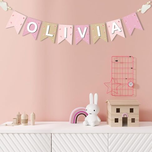 Custom Wooden Name Bunting Baby Name Banner Nursery Decor Nombres Personalizados Para Decorar Name Sign for Nursery Baby Shower Gifts(Blue) in Saudi Arabia
