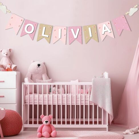 Custom Wooden Name Bunting Baby Name Banner Nursery Decor Nombres Personalizados Para Decorar Name Sign for Nursery Baby Shower Gifts(Blue) in Saudi Arabia