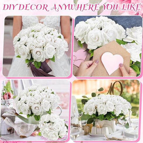 50 Pcs Fake Roses Bulk Velvet Silk Roses Flowers with Long Stem Real Looking Rose Bouquet DIY for Valentine's Day Arrangements Home Garden Wedding Party Decor (Red) in Saudi Arabia