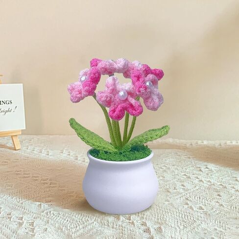 3pcs Crochet Flower Pot, Sunflower Red Rose Forget Me Not Small Potted Flowers, Mothers Day Valentines Gifts for Women Mom Wife in Saudi Arabia