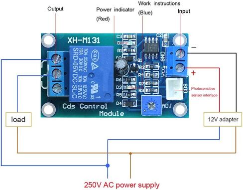 5PCS XH-M131 12V Light Automatic Control Relay Module Light Control Switch Photoresistor Resistor Relay Light Detection Sensor with 24AWG Wire in Saudi Arabia