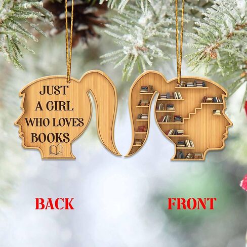 محبي الكتب على شكل قلب، زخرفة خشبية لعيد الميلاد، مسطحة ثنائية الأبعاد (ليست زخرفة ثلاثية الأبعاد)، زخرفة شجرة عيد الميلاد للقراءة، هدايا لعشاق القراءة، أمين مكتبة دودة الكتب، ملحقات السيارة (01) in Kuwait