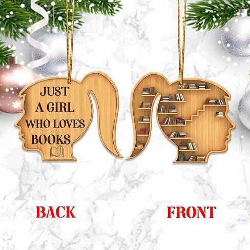 محبي الكتب على شكل قلب، زخرفة خشبية لعيد الميلاد، مسطحة ثنائية الأبعاد (ليست زخرفة ثلاثية الأبعاد)، زخرفة شجرة عيد الميلاد للقراءة، هدايا لعشاق القراءة، أمين مكتبة دودة الكتب، ملحقات السيارة (01) in Kuwait