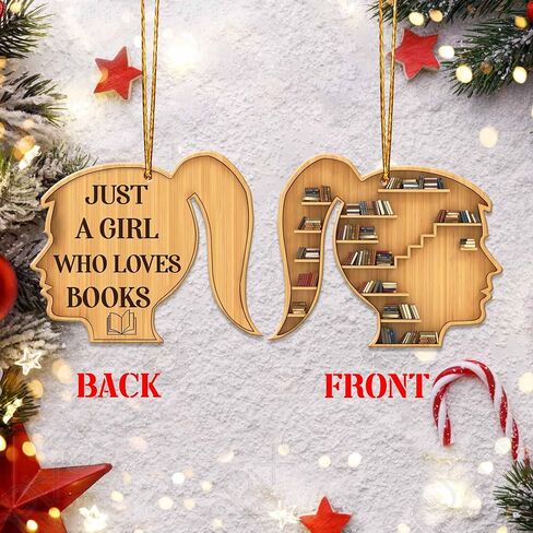 محبي الكتب على شكل قلب، زخرفة خشبية لعيد الميلاد، مسطحة ثنائية الأبعاد (ليست زخرفة ثلاثية الأبعاد)، زخرفة شجرة عيد الميلاد للقراءة، هدايا لعشاق القراءة، أمين مكتبة دودة الكتب، ملحقات السيارة (01) in Kuwait