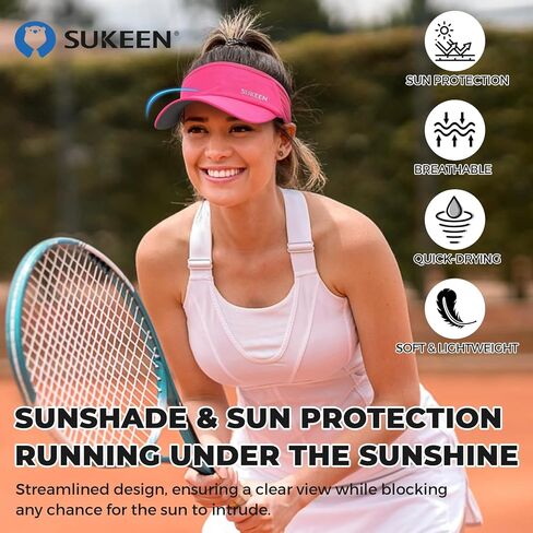 Sukeen 2 Pack Sports Sun Visor Men Women Lightweight Packable Cooling Stretchy Visor Hat for Running, Tennis, Golf in Kuwait