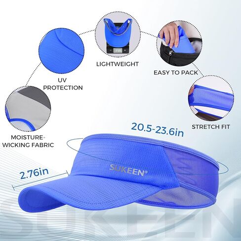 Sukeen 2 Pack Sports Sun Visor Men Women Lightweight Packable Cooling Stretchy Visor Hat for Running, Tennis, Golf in Kuwait